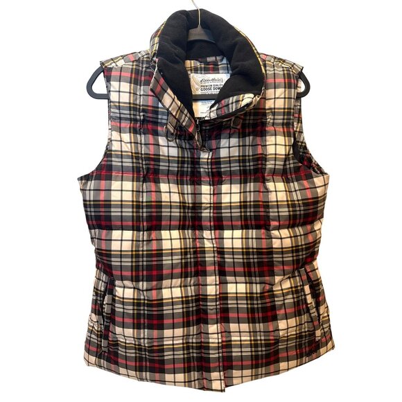 Eddie Bauer Puffer Vest EB700 Goose Down Women's M Plaid 700 Fill Power Jacket - Picture 2 of 13